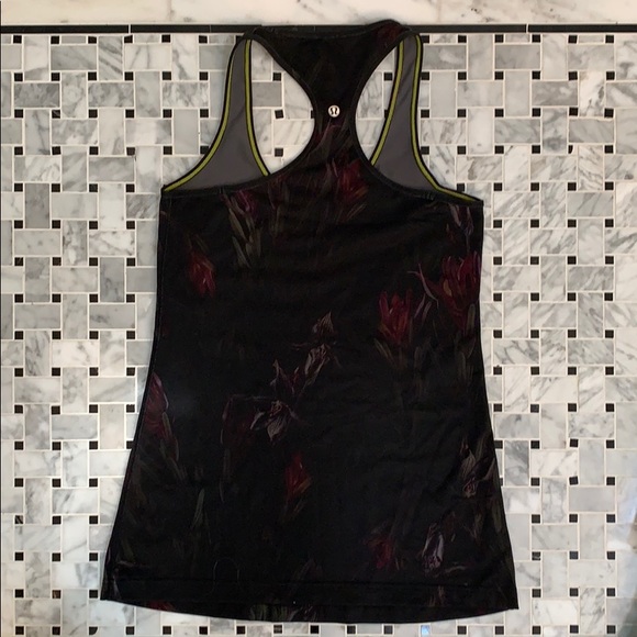 Lululemon Cool Racerback Black Floral- Like New - Picture 5 of 6